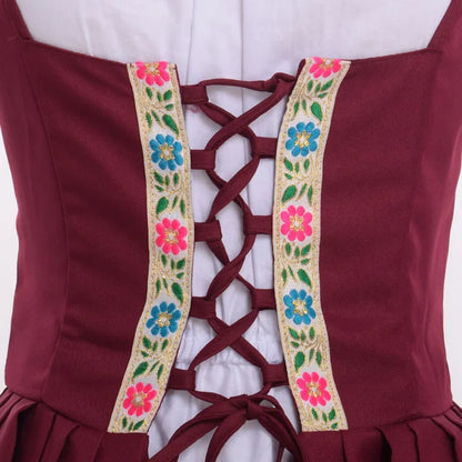 Women Viking Cosplay Costume Dress Medieval Pirate Halloween Irish Corset Gown Outfit