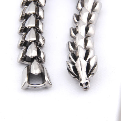 Viking Ouroboros vintage punk bracelet for men sterling silver super Jewelry hippop street culture with wooden box