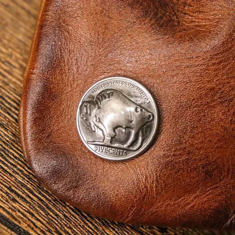1pc viking sporran mini Soft Retro style Handcrafted Genuine Cowhide Change Holder Pouch Coin Purse Keychain for men and women