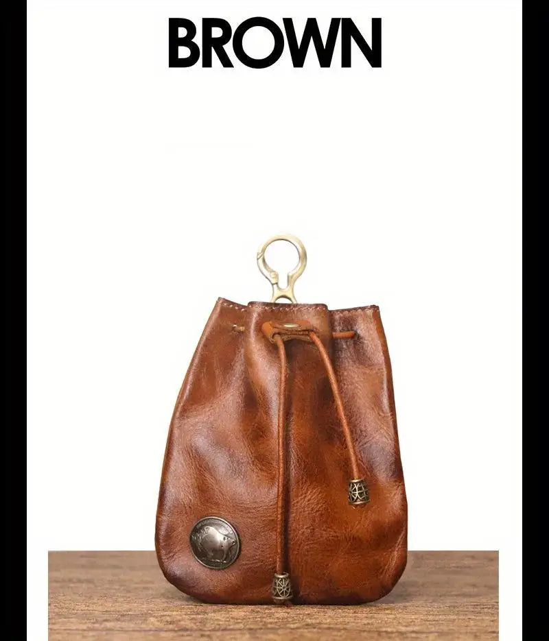 1pc viking sporran mini Soft Retro style Handcrafted Genuine Cowhide Change Holder Pouch Coin Purse Keychain for men and women