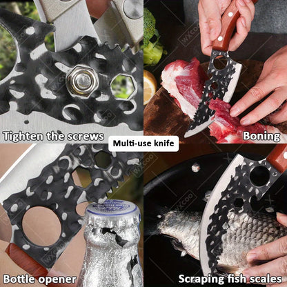 1 PC Stainless Steel Boning Knife Professional Kitchen Utility Knife Multipurpose Handmade Forged Cutting Knife With Sheath For