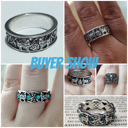 Viking Nordic Mythology Giant Wolf Men Ring Defense Totem Wolf Fashion Unisex Finger Ring Gift