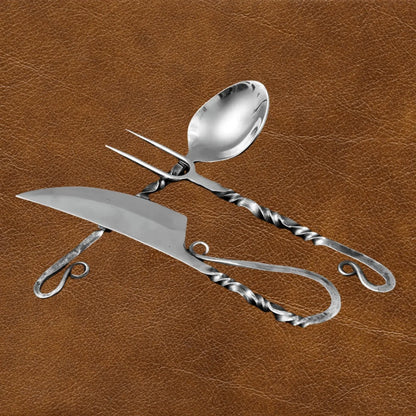 Medieval Place Sets, Viking Hand Forged Knives, Forks, Spoons
