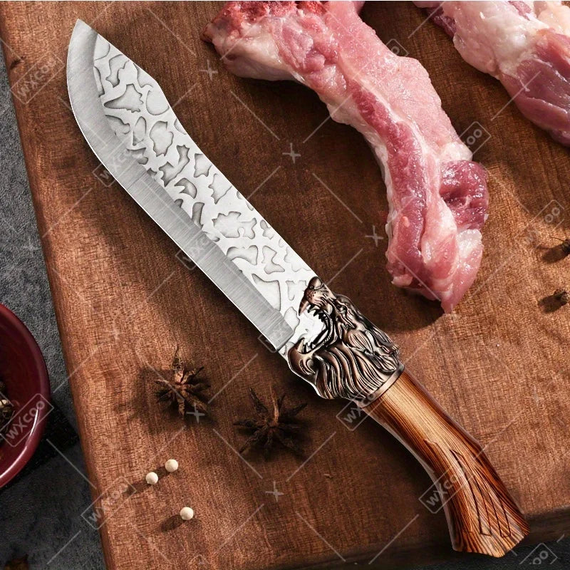 6PCS Professional Kitchen Chef Knife Set Handmade Forged Stainless Steel Meat Cleaver Utility Boning Vegetable Chopper Cutting