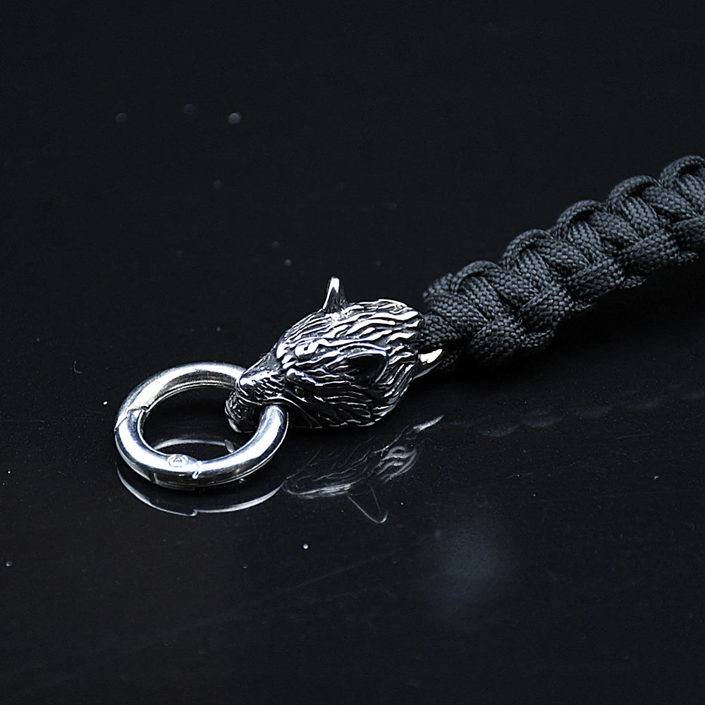 Stainless Steel Celtic Wolf Bracelets Men Norse Vikings Runes Paracord Rope Bangles Jewelry