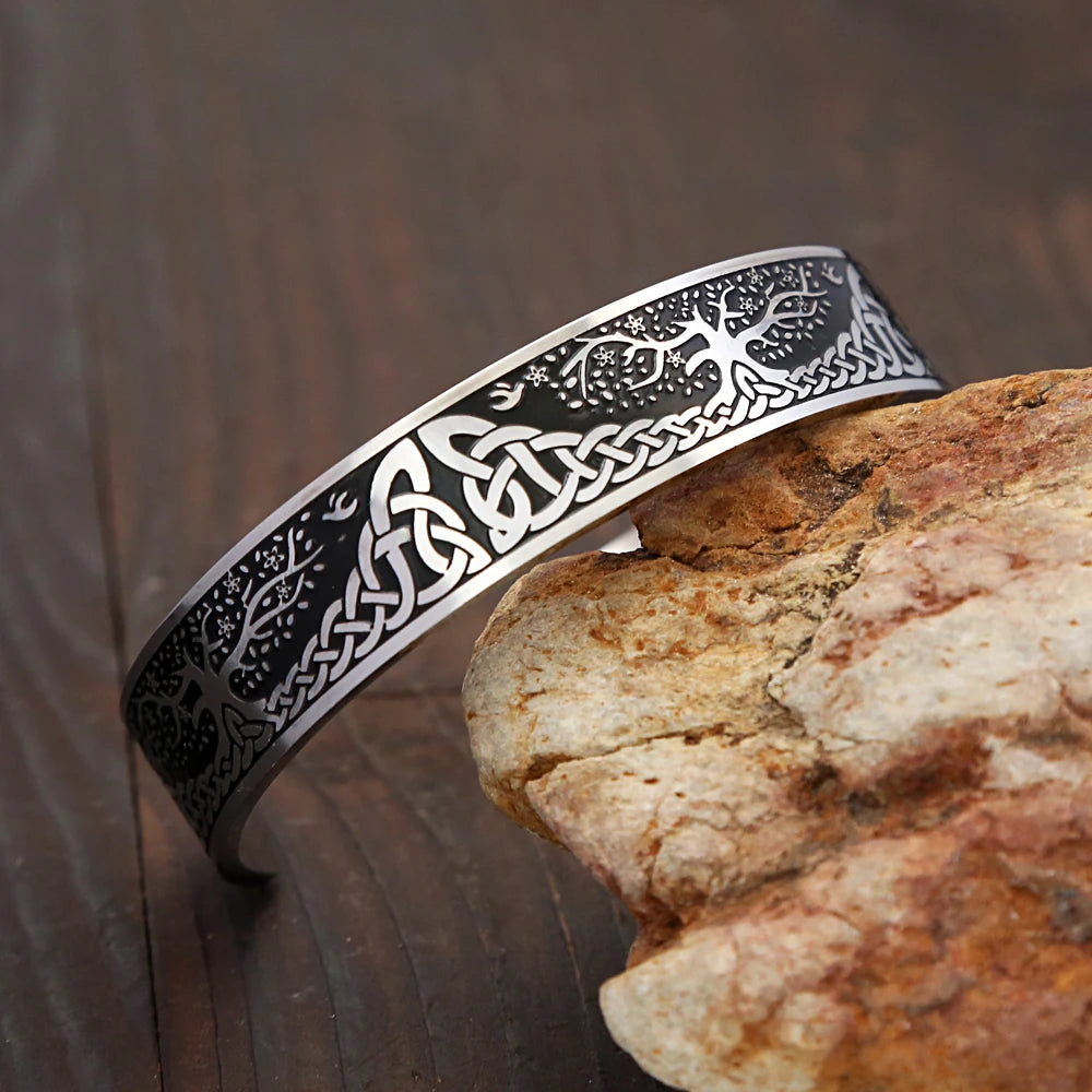 Nordic Tree of Life Bracelet Stainless Steel Viking Celtic Knot