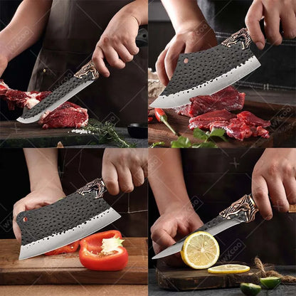 1PCS 6PCS 7PCS Professional Stainless Steel Chef Knife Set Handmade Forged Kitchen Knives Vegetable Cutting Utility Boning Fish