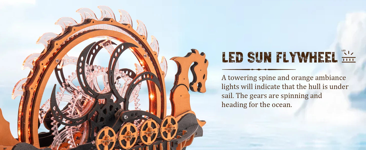 Robotime Rokr Vikingship Moveable Model for Kids Great Present Choice Eco-friendly Wood 3D Wooden Puzzle Dragon-boat Toys