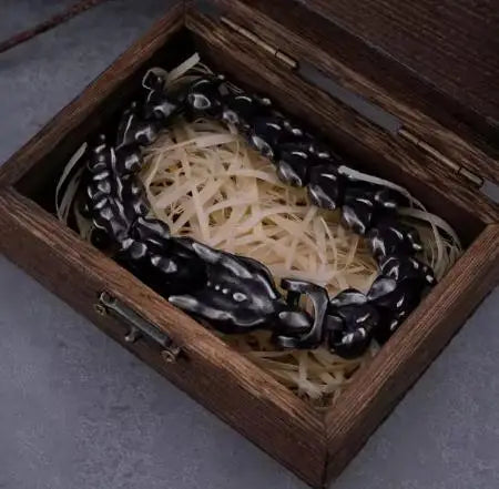 New Viking Ouroboros vintage punk bracelet for men stainless steel fashion Jewelry hippop street culture with wooden box