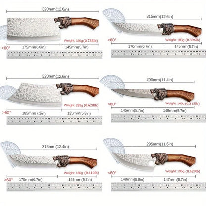 6PCS Professional Kitchen Chef Knife Set Stainless Steel Boning Knife Forged Butcher Knife Utility Knife Vegetable Chopper Meat