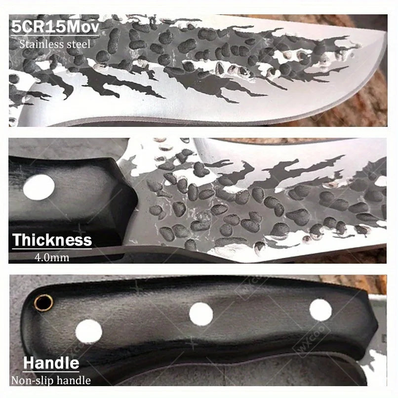 2PCS Stainless Steel Knife Handmade Forged Cleaver Boning Fish Barbecue Camping Outdoor Kitchen Knife
