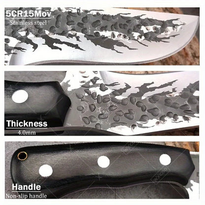 2PCS Stainless Steel Knife Handmade Forged Cleaver Boning Fish Barbecue Camping Outdoor Kitchen Knife