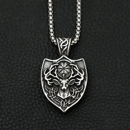 Nordic Deer Head Pendant Stainless Steel Viking Necklace Amulet Jewelry