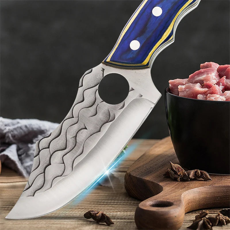 1 PC Stainless Steel Professional Kitchen Knife Handmade Forged Boning and Slicing Cleaver with Wooden Handle