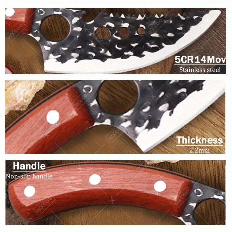 1 PC Stainless Steel Boning Knife Professional Kitchen Utility Knife Multipurpose Handmade Forged Cutting Knife With Sheath For