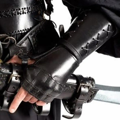new Medieval Gloves Long Glove Artificial Leather Viking Wrist Guard Steampunk Medieval Viking Gauntlet Cosplay Costume