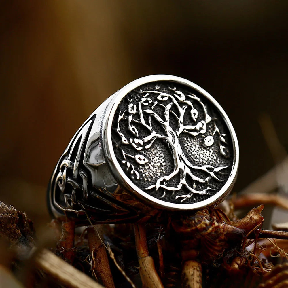 Viking Tree Of Life Ring Nordic Stainless Steel Yggdrasils