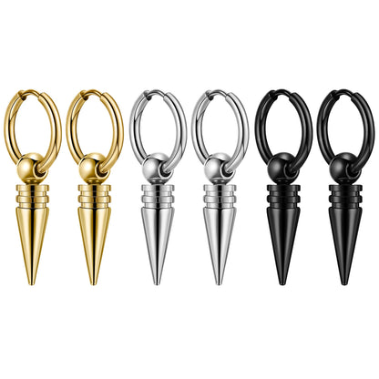 BONISKISS Cross Hollow Chain Stainless Steel Earrings Hoop Huggie Hinged Viking Runes Retro Gothic Ear Stud Men Women Unisex