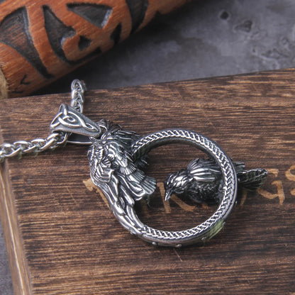Nordic Odin Huginn and Muninn Viking Raven necklace stainless steel