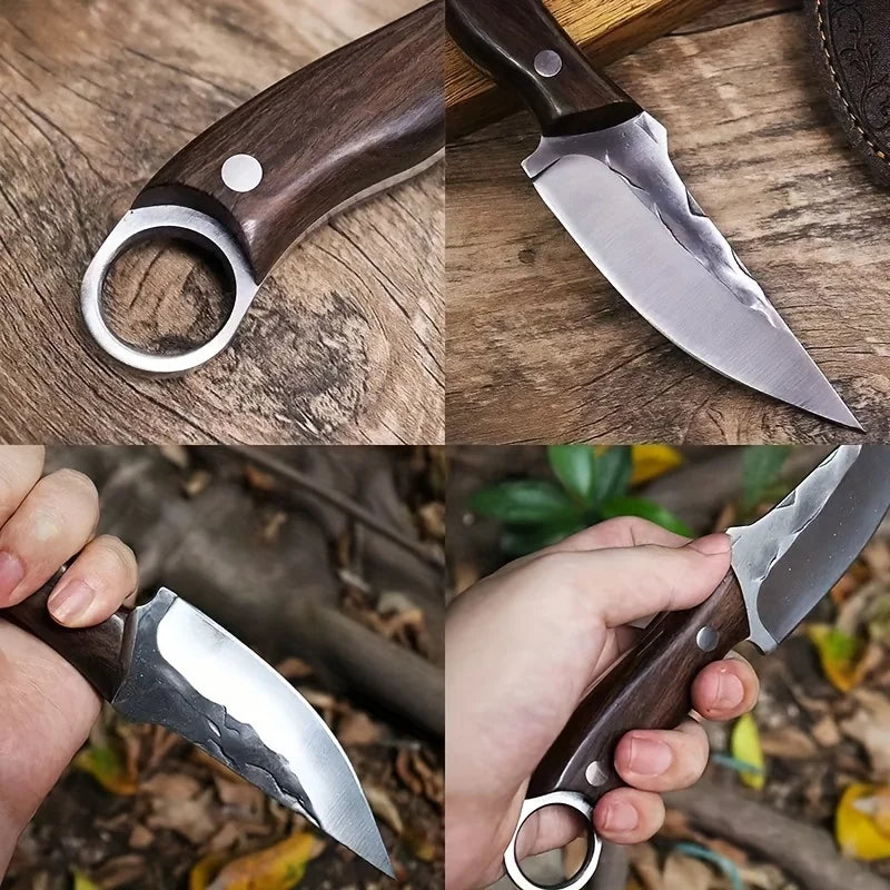 Kitchen knives, boning knife, boning knife with scabbard,  Outdoor darling, Hand-Forged Hammered Knife