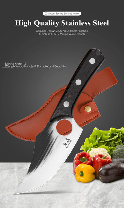 SHANGDAO Boning Knives 6 ″ Viking Boning Knife for Meat Cutting, High Quality Stainless Steel Hand Forged Blade & Wood Handle