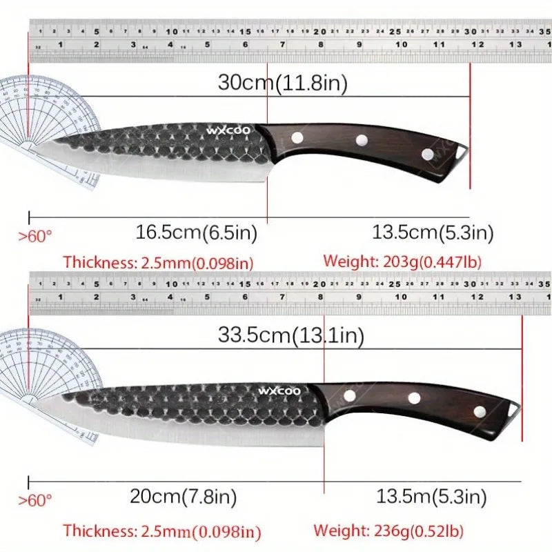3 Pcs Stainless Steel Kitchen Chef Knife Set Multipurpose Boning Cleavers Utility Cutters Mini Meat Paring Slicing Tools