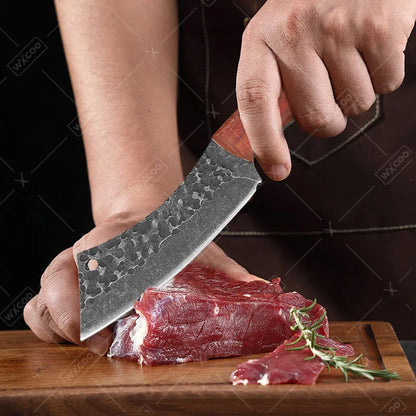 1PC Forging Boning Knife Stainless Steel Small Pocket Knife Barbecue Cleaver Outdoor Meat Cooking Wood Handle