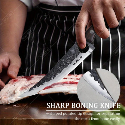 4PCS Stainless Steel Knife Set Professional Handmade High Quality Sharp Kitchenware Boning Meat Cleaver Fruit Knife with Covers