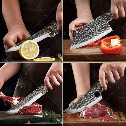 9PCS Professional Kitchen Chef Knife Set Stainless Steel Utility Knife Cutters Mini Knife Butcher Knife Boning Fish Pizza Cheese