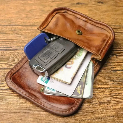 1pc Viking Sporran Retro Style Handcrafted Leather Genuine Cowhid Card Wallet Card Case Pouch Coin Purse Wallet