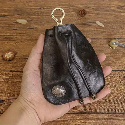 1pc viking sporran mini Soft Retro style Handcrafted Genuine Cowhide Change Holder Pouch Coin Purse Keychain for men and women