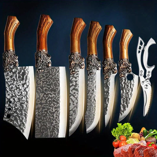 1-7 forged kitchen knife sheath, faucet-shaped handle, suitable for meat and fish
