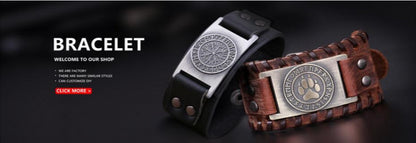 Vegvisir Compass Genuine Leather Bracelet Nordic Odin