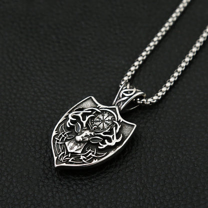 Nordic Deer Head Pendant Stainless Steel Viking Necklace Amulet Jewelry