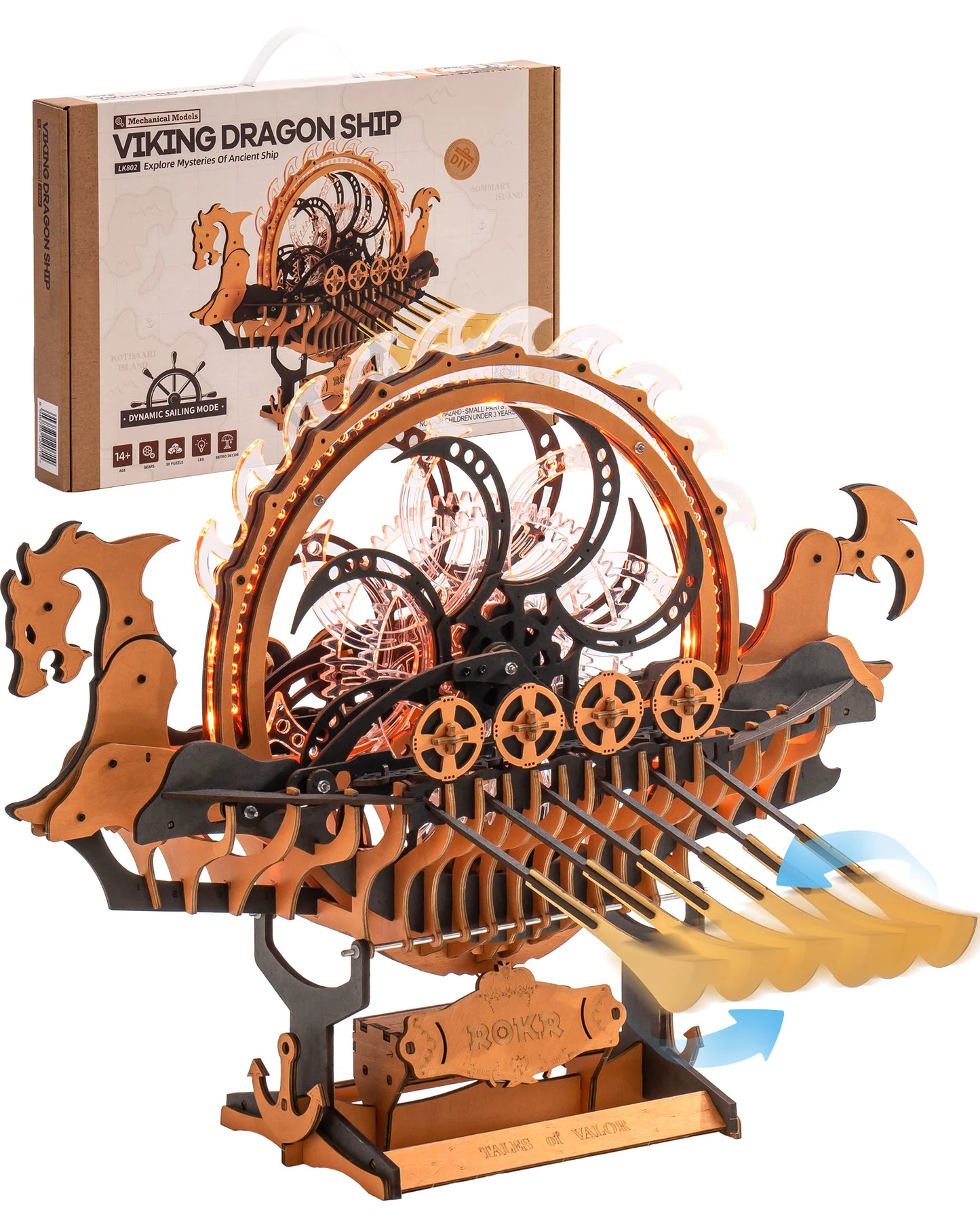 Robotime Rokr Vikingship Moveable Model for Kids Great Present Choice Eco-friendly Wood 3D Wooden Puzzle Dragon-boat Toys