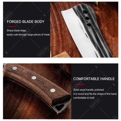 1 PC/3 PCS Stainless Steel Meat Cleaver Sharp Boning Knife Kitchen Utility Knife Handmade Forged Multipurpose Tool Wooden Handle