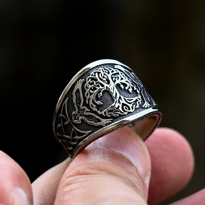 Stainless Steel Tree of Life Signet Ring