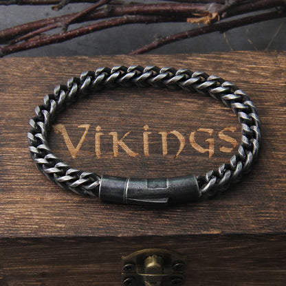 Vintage Chain Link Men Bracelet Handmade Punk Rock Stainless Steel Motorcycle Bracelets Male Hand Jewelry Boyfriend with box