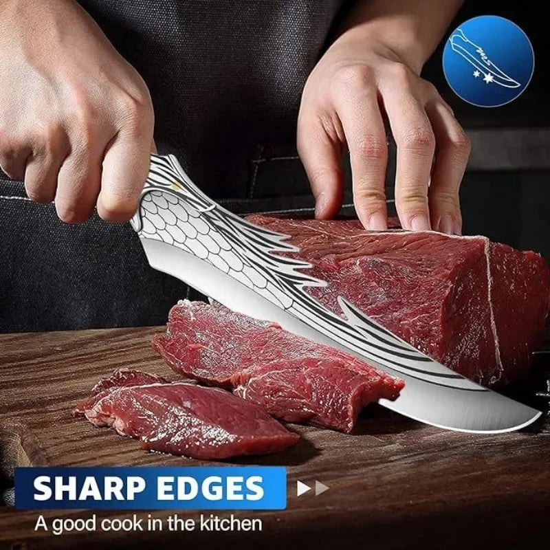 8" Unique Eagle Style Chef Knife Viking Gifts for Men Viking Knives High Carbon Steel Kitchen Knife