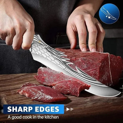 8" Unique Eagle Style Chef Knife Viking Gifts for Men Viking Knives High Carbon Steel Kitchen Knife