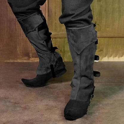 Pirate Boots Covers | Faux Leather Steampunk Boots | Medieval Renaissance Over The Shoe Black Accessories For Men And Women