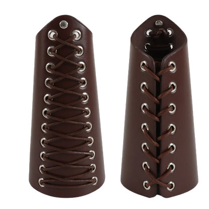 2pcs Black Lace-Up Viking Wristbands PU Leather Medieval Bracer Arm Guards For Renaissance Faire Halloween Cosplay Costume