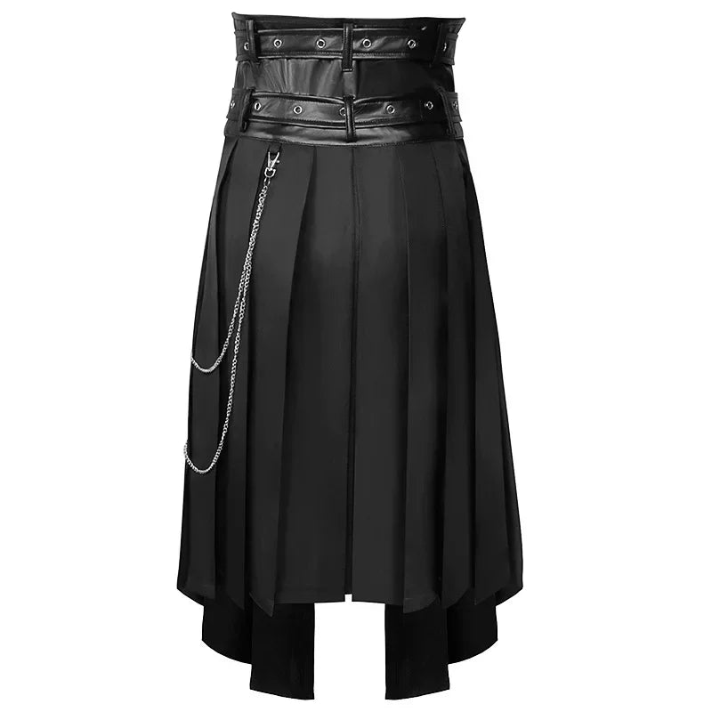 Men's Leather Skirt Spring And Autumn New Rock Non-Mainstream Punk Style Casual Large Size Half Skirt  cosplay costumes