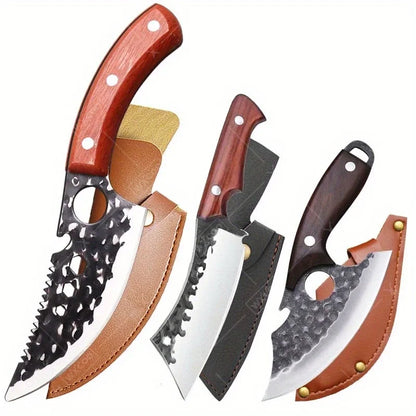 3 PCS Stainless Steel Kitchen Chef Knife Set Hand Forged Multipurpose Boning Knife Mini Utility Slicing Cooking Butcher Fruit