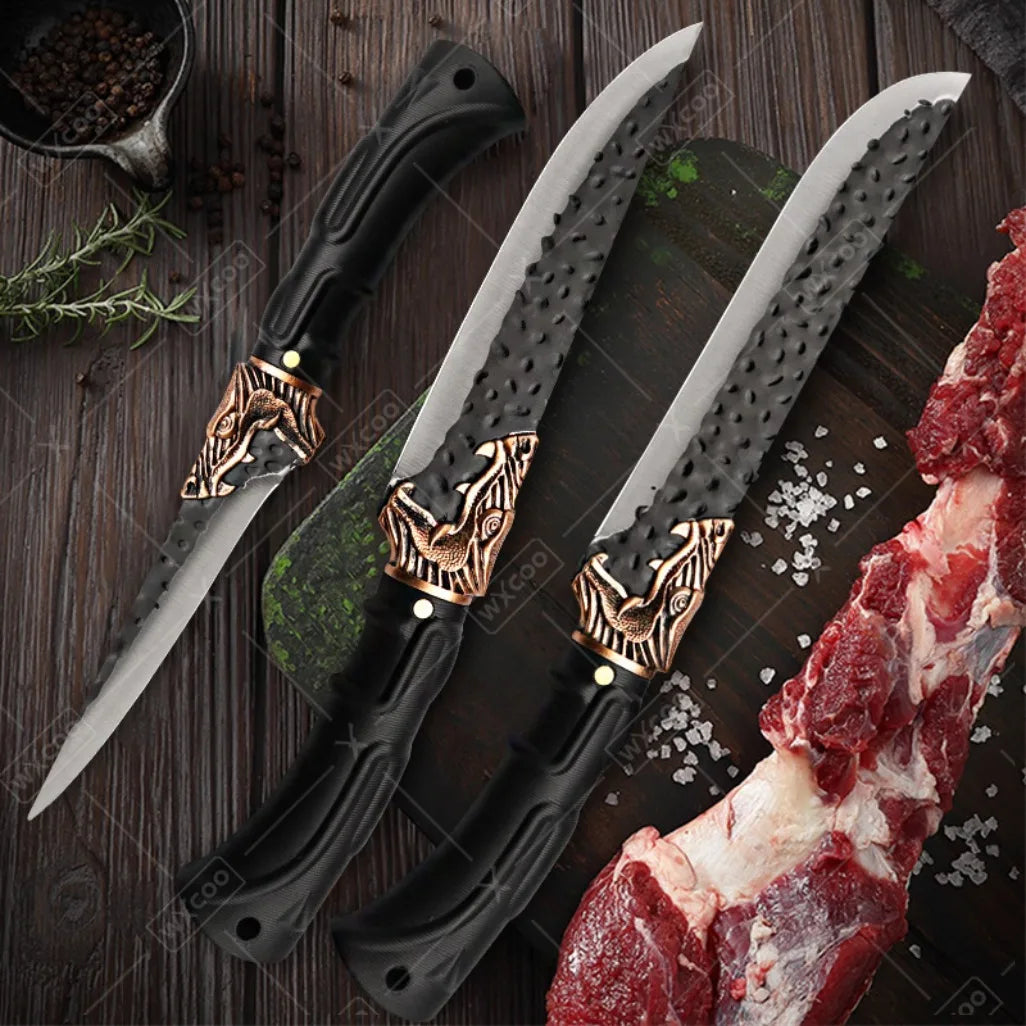 1PCS 6PCS 7PCS Professional Stainless Steel Chef Knife Set Handmade Forged Kitchen Knives Vegetable Cutting Utility Boning Fish