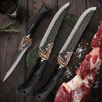1PCS 6PCS 7PCS Professional Stainless Steel Chef Knife Set Handmade Forged Kitchen Knives Vegetable Cutting Utility Boning Fish