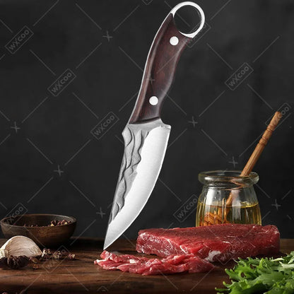2pcS Kitchen Knife Stainless Steel Handmade Boning Cleaver Butcher Scissors Vegetable Fruit Bone Knife