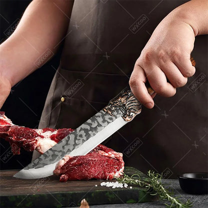 6Pcs Professional Kitchen Chef Knife Set Stainless Steel Utility Knife Boning Knife Butcher Knife Fish Knife Cutting Knife