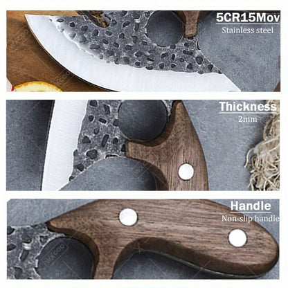 3 Pcs Professional Handmade Forged Knife Kitchen Utility Knife Cleaver Butcher Boning Chef Multipurpose Scissors Poultry Fish