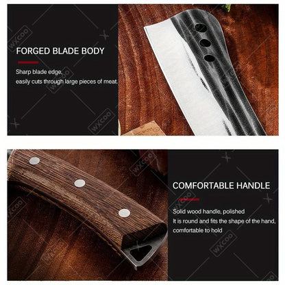 1 PC/3 PCS Stainless Steel Meat Cleaver Sharp Boning Knife Kitchen Utility Knife Handmade Forged Multipurpose Tool Wooden Handle